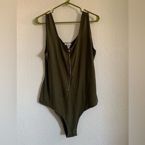 Olive Green One-Piece with Front Zip